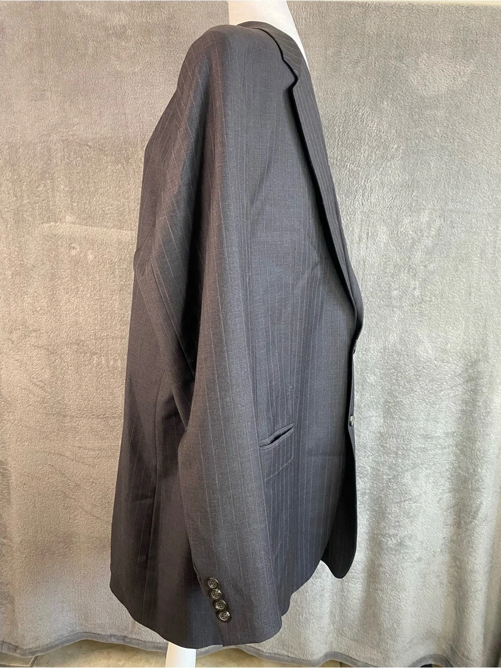 VTG Lauren Ralph Lauren Black Pinstripe Two-Button Wool Blazer 46XL Dark Academi